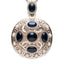 Collier médaillon CC XL pierres bleu et perles nacrées métallerie dorée