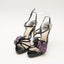 Sandale à Talon vernis noire fleur mauve
