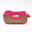 Sac Colombus en toile oblique beige et cuir rose