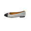 CHANEL – Ballerine tweed & toile bicolore – Gris / noir