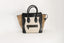 Sac à main Luggage Mini en daim kaki, lin et cuir noir