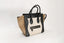 Sac à main Luggage Mini en daim kaki, lin et cuir noir