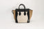 Sac à main Luggage Mini en daim kaki, lin et cuir noir