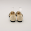 Slingback plates en tissus noir et cuir crème détails perles et CC