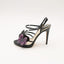 Sandale à Talon vernis noire fleur mauve
