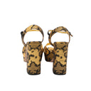 PRADA Nappa Leather Wedge Sandals – Gold and Black Leather Platform