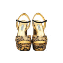 PRADA Nappa Leather Wedge Sandals – Gold and Black Leather Platform
