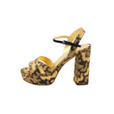 PRADA Nappa Leather Wedge Sandals – Gold and Black Leather Platform