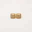 Boucles d'oreilles carré logo CC dorée et perles nacrées