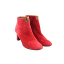HERMÈS – Bottines à talon  – Daim & coloris rouge