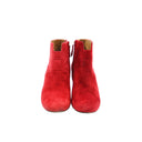 HERMÈS – Heeled Ankle Boots – Suede & red color