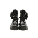 PRADA – Platform ankle boots with zip pockets – Black leather