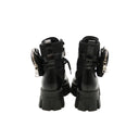 PRADA – Platform ankle boots with zip pockets – Black leather