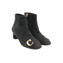 DIOR – Bottines à talon “CD”  – Daim noir & finition dorée
