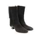 LOUBOUTIN — Bottines à franges en daim noir
