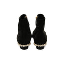 CHANEL – Iconic Pearl Ankle Boots – Black Suede