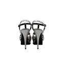 SAINT LAURENT – TRIBUTE Platform Sandals – Silver Reptile Embossed Leather