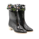 CHANEL – Bottes de pluie à talon en caoutchouc noir
