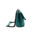 BOTTEGA VENETA – Chain Intrecciato Flap Bag – Turquoise Green Intrecciato Leather