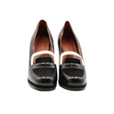 LORO PIANA – Black Leather Heeled Loafers