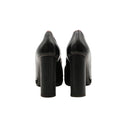 LORO PIANA – Black Leather Heeled Loafers