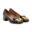 VALENTINO – Ballerines à talon trotteur en cuir noir