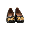 VALENTINO – Black leather heeled ballerina pumps