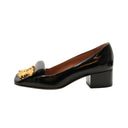 VALENTINO – Black leather heeled ballerina pumps