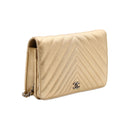 CHANEL – Chevron Gold Lambskin Wallet On Chain (WOC)