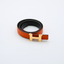 Boucle de ceinture Mini Constance or et Cuir de ceinture réversible 24 cm orange et noir