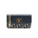 DIOR – 30 Montaigne Wallet On Chain in blue Oblique canvas and blue leather