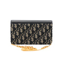DIOR – 30 Montaigne Wallet On Chain in blue Oblique canvas and blue leather