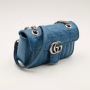 Blue leather GG Marmont small matelassé bag