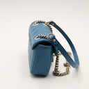 Blue leather GG Marmont small matelassé bag