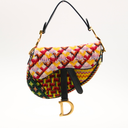 Black leather Saddle bag embroidered with beads