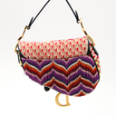 Black leather Saddle bag embroidered with beads