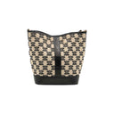 CELINE – Sac bucket en toile Triomphe et cuir noir