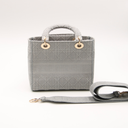Medium Lady D-Lite Cannage Bag in Grey Canvas