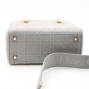 Medium Lady D-Lite Cannage Bag in Grey Canvas