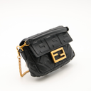 Baguette Mini bag in black leather with embossed FF motif