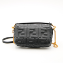 Baguette Mini bag in black leather with embossed FF motif