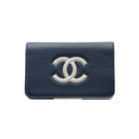 Navy and silver leather Wallet On Chain (WOC) pouch