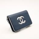 Navy and silver leather Wallet On Chain (WOC) pouch
