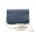Navy and silver leather Wallet On Chain (WOC) pouch