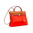 HERMÈS – Orange canvas & natural leather Herbag