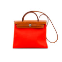 HERMÈS – Orange canvas & natural leather Herbag