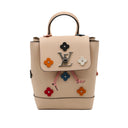 Sac à dos Lock Me en cuir poudre avec fleurs multicolores