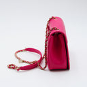 Chanel Mania Fuchsia Pink Leather Flap Bag
