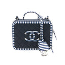 Chanel Vanity Bag in Caviar leather with blue striped details