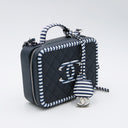 Chanel Vanity Bag in Caviar leather with blue striped details